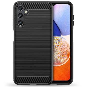 Szilikon telefonvédő (közepesen ütésálló, légpárnás sarok, szálcsiszolt, karbon minta) FEKETE Samsung Galaxy A34 5G (SM-A346) kép