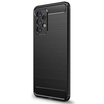 Szilikon telefonvédő (közepesen ütésálló, légpárnás sarok, szálcsiszolt, karbon minta) FEKETE Samsung Galaxy A53 (SM-A536) 5G kép