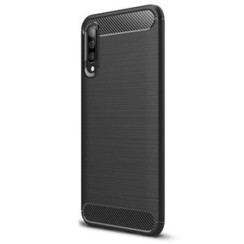 Szilikon telefonvédő (közepesen ütésálló, légpárnás sarok, szálcsiszolt, karbon minta) FEKETE Samsung Galaxy A70 (SM-A705F) kép