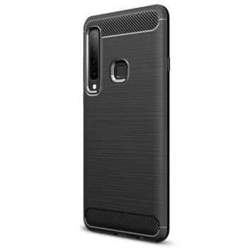 Szilikon telefonvédő (közepesen ütésálló, légpárnás sarok, szálcsiszolt, karbon minta) FEKETE Samsung Galaxy A9 (2018) SM-A920 kép