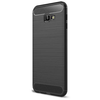 Szilikon telefonvédő (közepesen ütésálló, légpárnás sarok, szálcsiszolt, karbon minta) FEKETE Samsung Galaxy J4 Plus (SM-J415F) kép