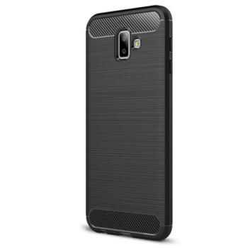 Szilikon telefonvédő (közepesen ütésálló, légpárnás sarok, szálcsiszolt, karbon minta) FEKETE Samsung Galaxy J6 Plus (SM-J610F) kép