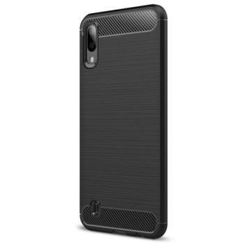 Szilikon telefonvédő (közepesen ütésálló, légpárnás sarok, szálcsiszolt, karbon minta) FEKETE Samsung Galaxy M10 (SM-M105F) kép