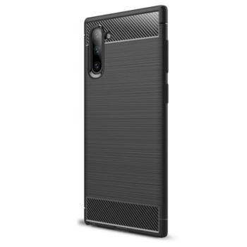 Szilikon telefonvédő (közepesen ütésálló, légpárnás sarok, szálcsiszolt, karbon minta) FEKETE Samsung Galaxy Note 10 (SM-N970F) kép