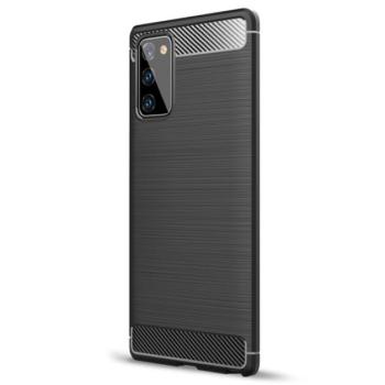 Szilikon telefonvédő (közepesen ütésálló, légpárnás sarok, szálcsiszolt, karbon minta) FEKETE Samsung Galaxy Note 20 (SM-N980F), Samsung Galaxy Note 20 5G (SM-N981F) kép