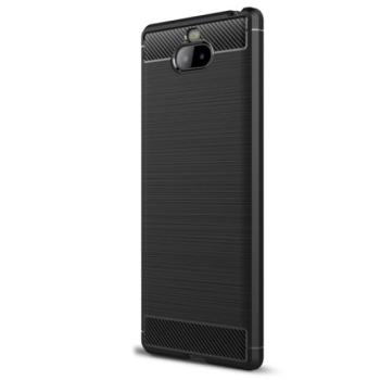 Szilikon telefonvédő (közepesen ütésálló, légpárnás sarok, szálcsiszolt, karbon minta) FEKETE Sony Xperia 10 plus (L4213) kép