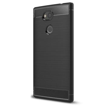 Szilikon telefonvédő (közepesen ütésálló, légpárnás sarok, szálcsiszolt, karbon minta) FEKETE Sony Xperia L2 (H4311) kép