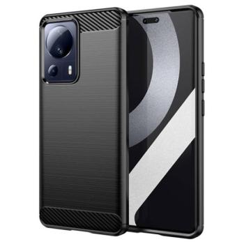 Szilikon telefonvédő (közepesen ütésálló, légpárnás sarok, szálcsiszolt, karbon minta) FEKETE Xiaomi 13 Lite kép