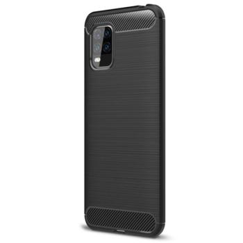 Szilikon telefonvédő (közepesen ütésálló, légpárnás sarok, szálcsiszolt, karbon minta) FEKETE Xiaomi Mi 10 Lite 5G kép