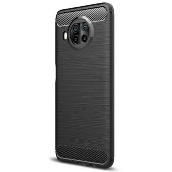 Szilikon telefonvédő (közepesen ütésálló, légpárnás sarok, szálcsiszolt, karbon minta) FEKETE Xiaomi Mi 10T Lite 5G kép