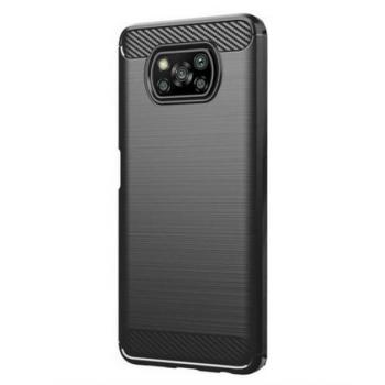 Szilikon telefonvédő (közepesen ütésálló, légpárnás sarok, szálcsiszolt, karbon minta) FEKETE Xiaomi Poco X3 NFC, Xiaomi Poco X3 Pro kép