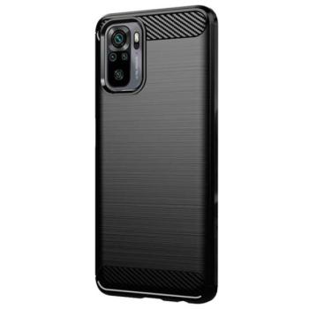 Szilikon telefonvédő (közepesen ütésálló, légpárnás sarok, szálcsiszolt, karbon minta) FEKETE Xiaomi Redmi Note 10 4G (Note 10s), Xiaomi Poco M5s kép
