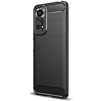 Szilikon telefonvédő (közepesen ütésálló, légpárnás sarok, szálcsiszolt, karbon minta) FEKETE Xiaomi Redmi Note 11 Pro kép