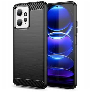 Szilikon telefonvédő (közepesen ütésálló, légpárnás sarok, szálcsiszolt, karbon minta) FEKETE Xiaomi Redmi Note 12 4G kép