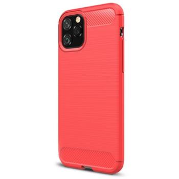Szilikon telefonvédő (közepesen ütésálló, légpárnás sarok, szálcsiszolt, karbon minta) PIROS Apple iPhone 11 Pro kép