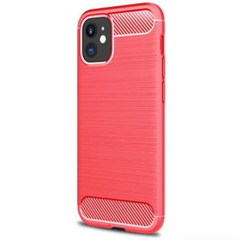 Szilikon telefonvédő (közepesen ütésálló, légpárnás sarok, szálcsiszolt, karbon minta) PIROS Apple iPhone 12 mini kép
