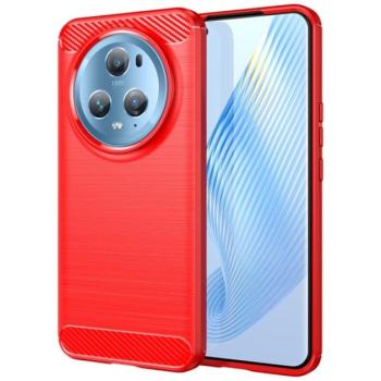 Szilikon telefonvédő (közepesen ütésálló, légpárnás sarok, szálcsiszolt, karbon minta) PIROS Honor Magic5 Pro 5G kép