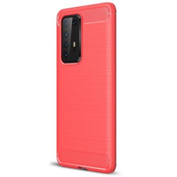 Szilikon telefonvédő (közepesen ütésálló, légpárnás sarok, szálcsiszolt, karbon minta) PIROS Huawei P40 Pro 5G kép