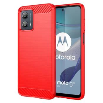 Szilikon telefonvédő (közepesen ütésálló, légpárnás sarok, szálcsiszolt, karbon minta) PIROS Motorola Moto G53 kép