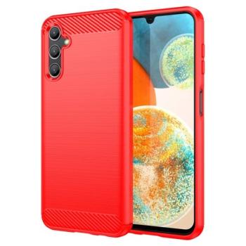 Szilikon telefonvédő (közepesen ütésálló, légpárnás sarok, szálcsiszolt, karbon minta) PIROS Samsung Galaxy A14 5G (SM-A146), Samsung Galaxy A14 4G (SM-A145) kép