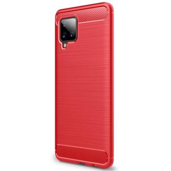 Szilikon telefonvédő (közepesen ütésálló, légpárnás sarok, szálcsiszolt, karbon minta) PIROS Samsung Galaxy A42 5G (SM-A425F) kép
