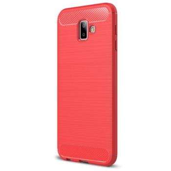 Szilikon telefonvédő (közepesen ütésálló, légpárnás sarok, szálcsiszolt, karbon minta) PIROS Samsung Galaxy J6 Plus (SM-J610F) kép