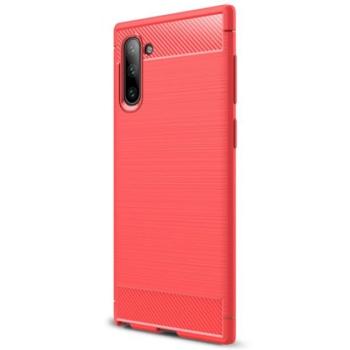 Szilikon telefonvédő (közepesen ütésálló, légpárnás sarok, szálcsiszolt, karbon minta) PIROS Samsung Galaxy Note 10 (SM-N970F) kép