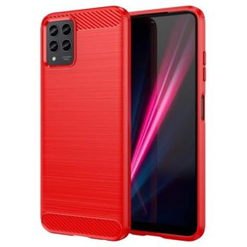 Szilikon telefonvédő (közepesen ütésálló, légpárnás sarok, szálcsiszolt, karbon minta) PIROS T Phone Pro 5G kép