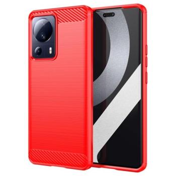 Szilikon telefonvédő (közepesen ütésálló, légpárnás sarok, szálcsiszolt, karbon minta) PIROS Xiaomi 13 Lite kép