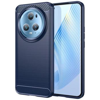 Szilikon telefonvédő (közepesen ütésálló, légpárnás sarok, szálcsiszolt, karbon minta) SÖTÉTKÉK Honor Magic5 Pro 5G kép