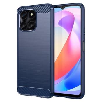 Szilikon telefonvédő (közepesen ütésálló, légpárnás sarok, szálcsiszolt, karbon minta) SÖTÉTKÉK Honor X6a kép
