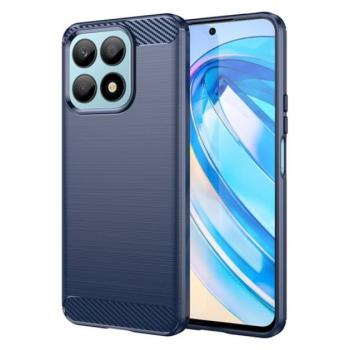 Szilikon telefonvédő (közepesen ütésálló, légpárnás sarok, szálcsiszolt, karbon minta) SÖTÉTKÉK Honor X8a kép