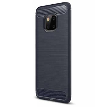 Szilikon telefonvédő (közepesen ütésálló, légpárnás sarok, szálcsiszolt, karbon minta) SÖTÉTKÉK Huawei Mate 20 Pro kép