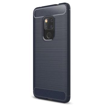 Szilikon telefonvédő (közepesen ütésálló, légpárnás sarok, szálcsiszolt, karbon minta) SÖTÉTKÉK Huawei Mate 20 kép