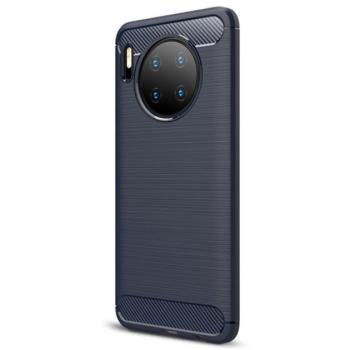 Szilikon telefonvédő (közepesen ütésálló, légpárnás sarok, szálcsiszolt, karbon minta) SÖTÉTKÉK Huawei Mate 30 kép