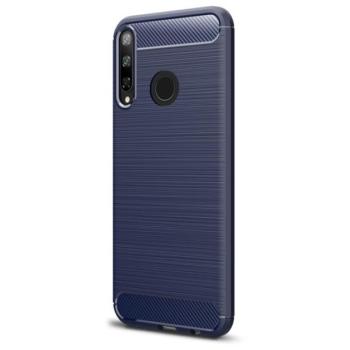 Szilikon telefonvédő (közepesen ütésálló, légpárnás sarok, szálcsiszolt, karbon minta) SÖTÉTKÉK Huawei P40 Lite E / Y7p kép