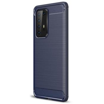 Szilikon telefonvédő (közepesen ütésálló, légpárnás sarok, szálcsiszolt, karbon minta) SÖTÉTKÉK Huawei P40 Pro 5G kép
