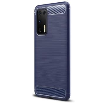 Szilikon telefonvédő (közepesen ütésálló, légpárnás sarok, szálcsiszolt, karbon minta) SÖTÉTKÉK Huawei P40 kép