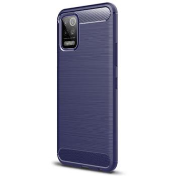 Szilikon telefonvédő (közepesen ütésálló, légpárnás sarok, szálcsiszolt, karbon minta) SÖTÉTKÉK LG K52 (LMK520) kép