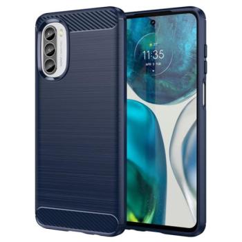 Szilikon telefonvédő (közepesen ütésálló, légpárnás sarok, szálcsiszolt, karbon minta) SÖTÉTKÉK Motorola Moto G52, Motorola Moto G82 (XT2225) kép