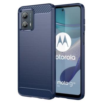 Szilikon telefonvédő (közepesen ütésálló, légpárnás sarok, szálcsiszolt, karbon minta) SÖTÉTKÉK Motorola Moto G53 kép