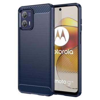 Szilikon telefonvédő (közepesen ütésálló, légpárnás sarok, szálcsiszolt, karbon minta) SÖTÉTKÉK Motorola Moto G73 kép