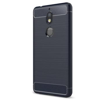 Szilikon telefonvédő (közepesen ütésálló, légpárnás sarok, szálcsiszolt, karbon minta) SÖTÉTKÉK Nokia 7 kép
