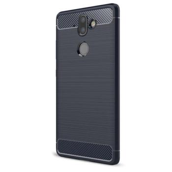 Szilikon telefonvédő (közepesen ütésálló, légpárnás sarok, szálcsiszolt, karbon minta) SÖTÉTKÉK Nokia 9 kép