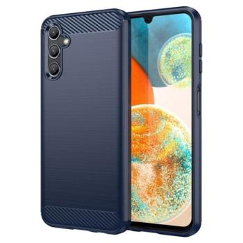 Szilikon telefonvédő (közepesen ütésálló, légpárnás sarok, szálcsiszolt, karbon minta) SÖTÉTKÉK Samsung Galaxy A14 5G (SM-A146), Samsung Galaxy A14 4G (SM-A145) kép