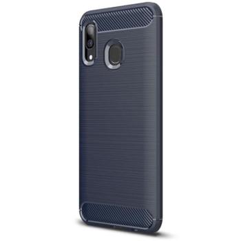 Szilikon telefonvédő (közepesen ütésálló, légpárnás sarok, szálcsiszolt, karbon minta) SÖTÉTKÉK Samsung Galaxy A20 (SM-A205F), Samsung Galaxy A30 (SM-A305F) kép