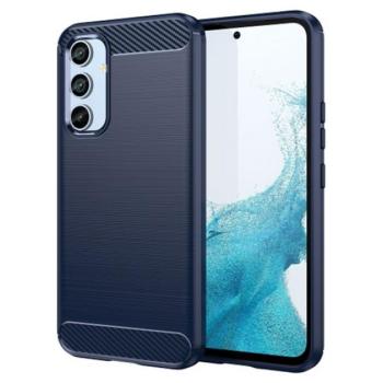 Szilikon telefonvédő (közepesen ütésálló, légpárnás sarok, szálcsiszolt, karbon minta) SÖTÉTKÉK Samsung Galaxy A34 5G (SM-A346) kép