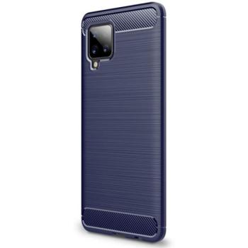 Szilikon telefonvédő (közepesen ütésálló, légpárnás sarok, szálcsiszolt, karbon minta) SÖTÉTKÉK Samsung Galaxy A42 5G (SM-A425F) kép