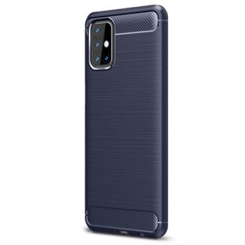Szilikon telefonvédő (közepesen ütésálló, légpárnás sarok, szálcsiszolt, karbon minta) SÖTÉTKÉK Samsung Galaxy M31s (SM-M317F) kép
