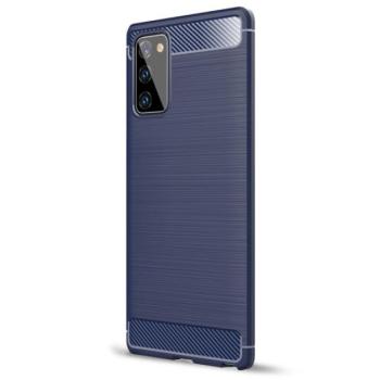 Szilikon telefonvédő (közepesen ütésálló, légpárnás sarok, szálcsiszolt, karbon minta) SÖTÉTKÉK Samsung Galaxy Note 20 (SM-N980F), Samsung Galaxy Note 20 5G (SM-N981F) kép